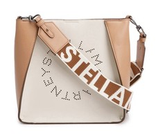 Stella McCartney Logo Square 2 Tone Tan/Ivory Crossbody Shoulder Bag 995