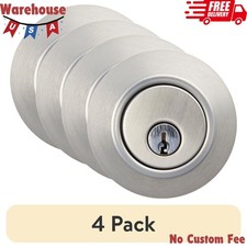 4-Pack Keyed Entry Single Cylinder Deadbolt Lock, Stainless Steel Finish