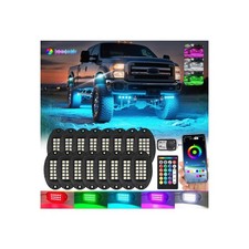 16Pods Metal RGBW LED Rock Lights Kit with APP/RF Remote Control, Multicolor ...
