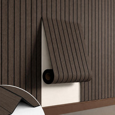 Peel and Stick PVC Slat Wall Panel, 3D Faux Smoked, 15.8" X 118" Wood Grain Se