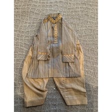 Eden Robe Boys Kurta Pajama Set Size 12 Striped Gold Traditional Outfit