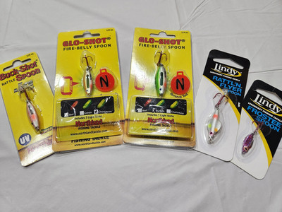 Ice Fishing / Jigging GLOW Spoon - 5 Bait Lot