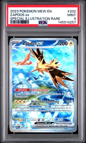 PSA 9 2023 Pokemon Mew 151 Zapdos ex Special Illustration Rare 202/165