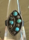 Vintage Navajo Sterling Silver  Turquoise Cluster Ring Size 6.5