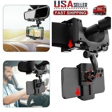 Universal 360 Rotation Car Rear View Mirror Mount Stand GPS Cell Phone Holder US