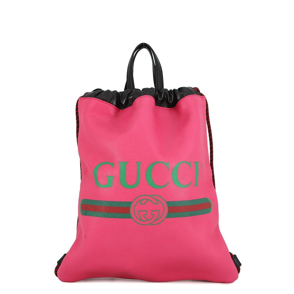 Gucci Backpack Drawstring Logo Knapsack Leather 5… - image 1