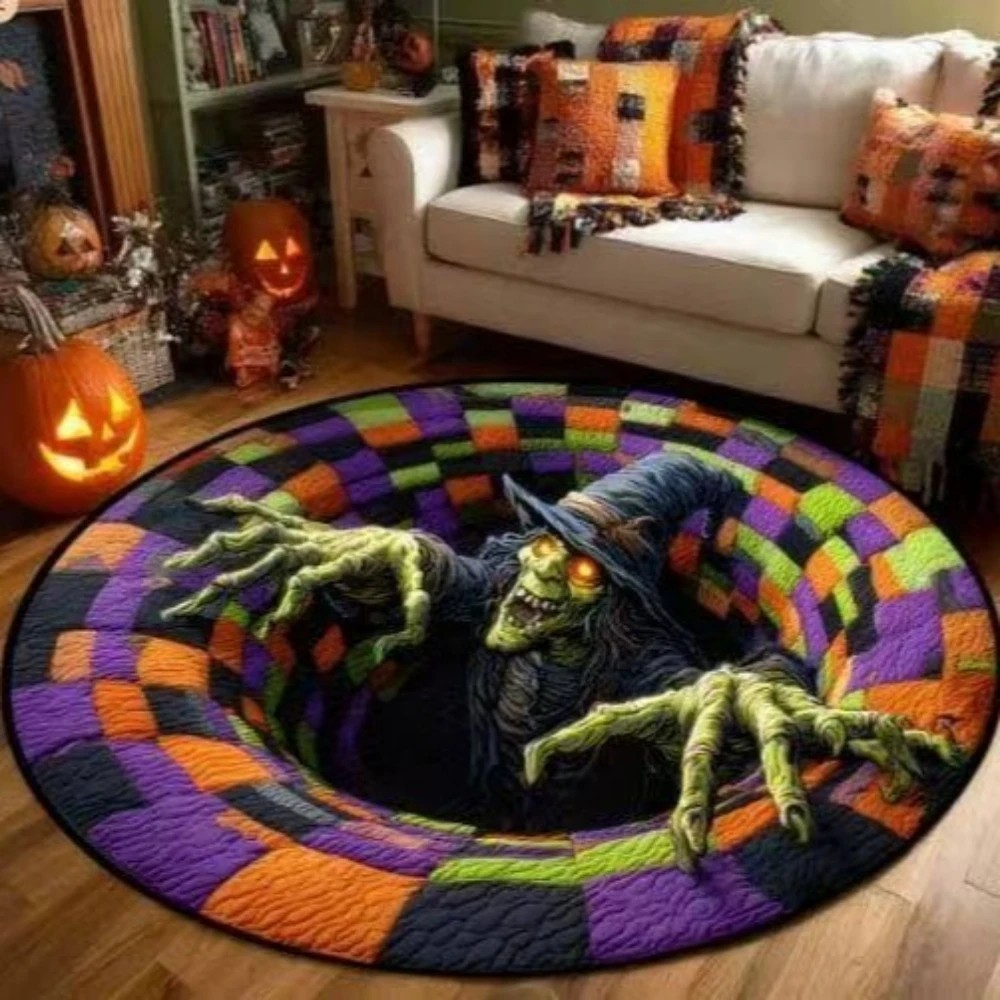 Ghost Rugs Halloween 3D Vortex Round Rug, Novelty Ghost Skeleton 3D Optical ...