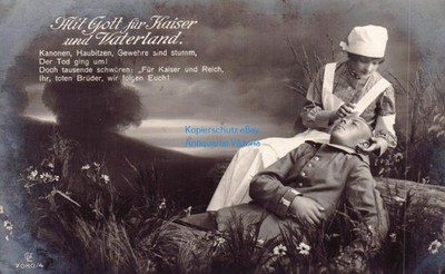 AK Mit Gott für Kaiser und Vaterland wohl Lazarett-Zug B.2 Straßburg n Heideck ?