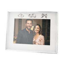 Modern Wedding Picture Frame in Silver Plating with Rings and Hearts by Happy...