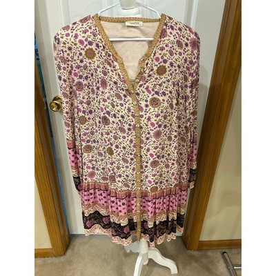 Spell Untamed Tunic Dress bohemian Floral Flowy Button Front