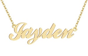 Authentic Dancing Wolf 18k Gold Plated Jayden Name Necklace Nameplate Neck