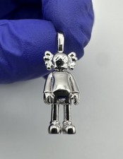 Kaws Solid 925  Sterling Silver Art Toy Figure Pendant 0.9” 2.6mm BO | A227