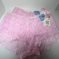 Lace See Thru 2 pairs Boyshorts Fruit of Loom NWT Pink Orchid Lacy Panties 7 M