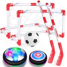 Hover Soccer Ball Set, Hover Hockey Set for Kids, Air Floating Soccer Toys Hocke