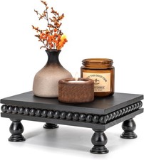 Pine Wood Display Riser Room Decor   Farmhouse Pedestal Stand W/ Beaded Edge