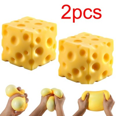 2pcs Squishy Cheese Block, Stress Relief Squeeze Toy Gifts ,Cyber Deal  
