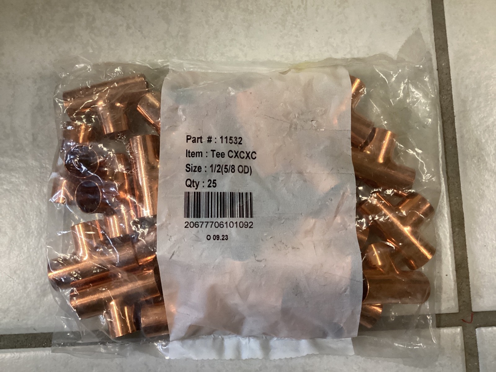 (lot of 25) 1/2" Tee  Copper  Fitting