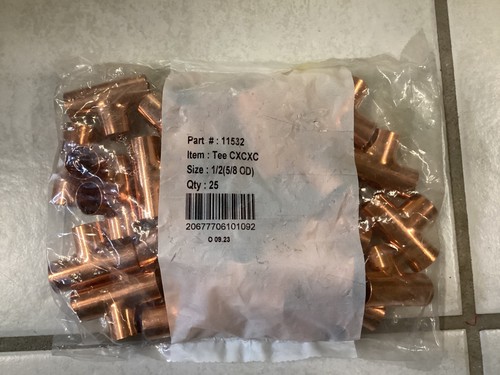 (lot of 25) 1/2" Tee Copper Fitting
