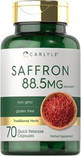 Saffron Extract Capsules 88.5mg  70 Count  Non-GMO  Gluten  by Carlyle