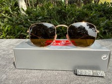 RAY-BAN RB3857 Hexagonal Sunglasses Gold Frame 51mm Brown Lens