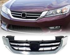Chrome Front Bumper Upper Grille Grill Fit for 2013 2014 2015 Accord Sedan Honda