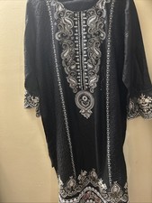 Black Chikankari Embroidered Lawn with Printed Dupatta And Black Shalwar
