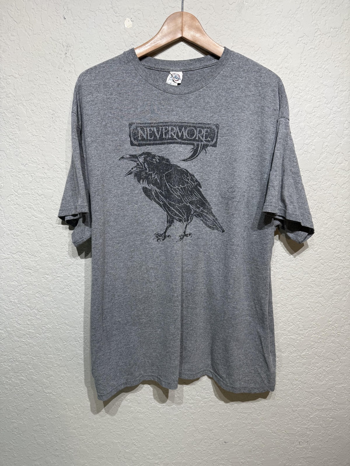 Nevermore Raven Shirt Mens Extra Large Gray Graphic Tee Edgar Allan Poe Gothic