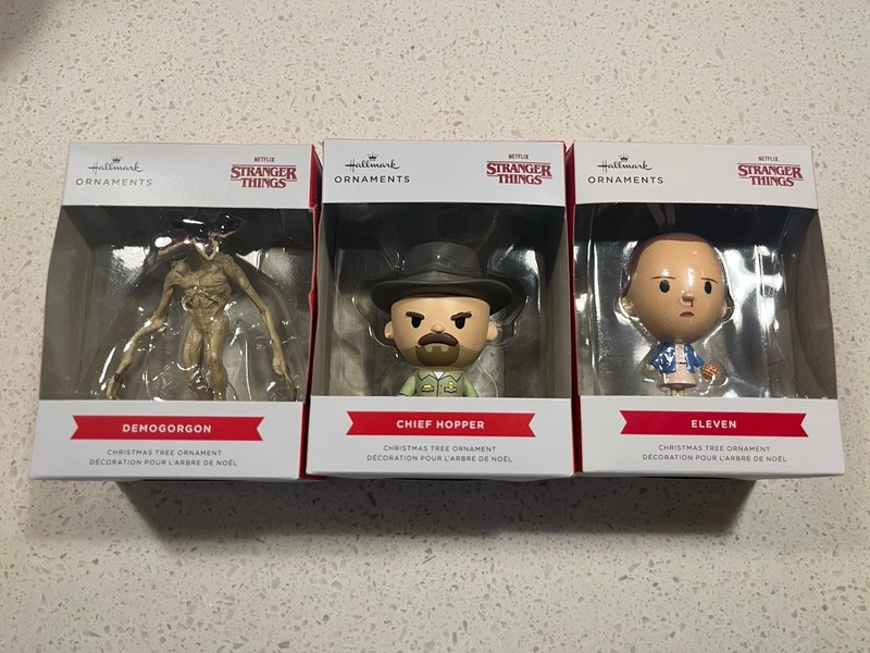 Lot Of 3 Hallmark Stranger Things Christmas Ornaments NEW Demogorgan Eleven 