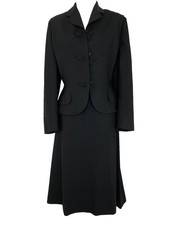 Vintage 1940s black suit jacket blazer midi skirt 1950s Moordale Miss