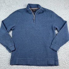 Tasso Elba Blue Quarter Zip Mens Pullover Mockneck Large Blue Thick Knit