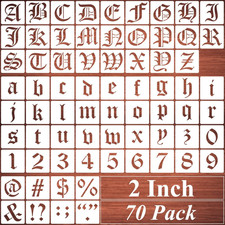 2 Inch Alphabet Letter Stencils for Painting - 70 Pack Old English Letter and Nu
