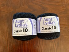 Aunt Lydia's Classic Cotton Crochet Thread Size 10 Lot Of 2 Black 3oz Color 154