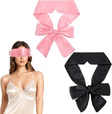 2 Pack Silk Blackout Sleep Mask Soft Blindfold Adjustable Eye Cover Pink Black