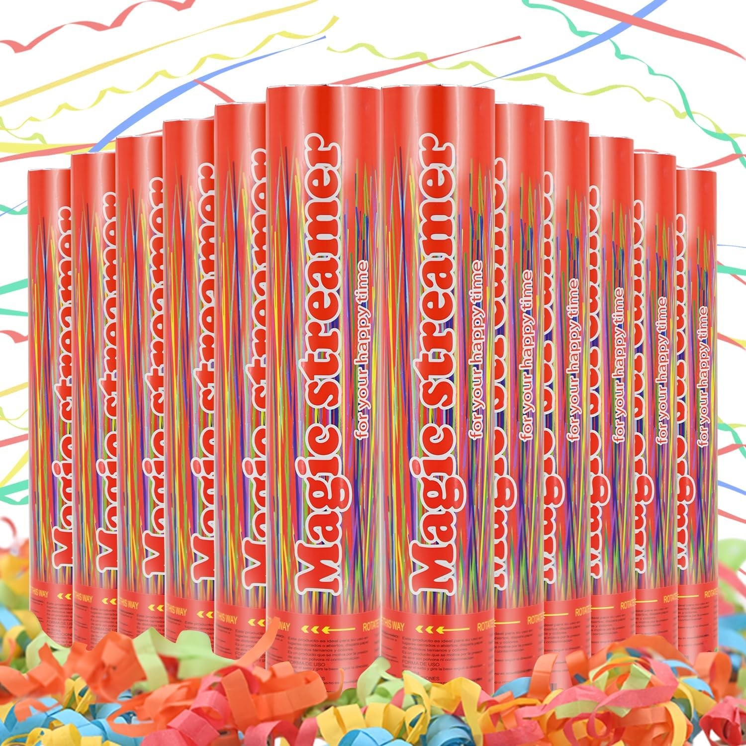 Confetti Poppers Multicolor Confetti Cannon 12 Inch Streamer Cannon 12 Pcs Mu...