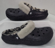 Crocs Unisex Black Faux Fur Lined Clogs Dual Comfort Size M7 W9