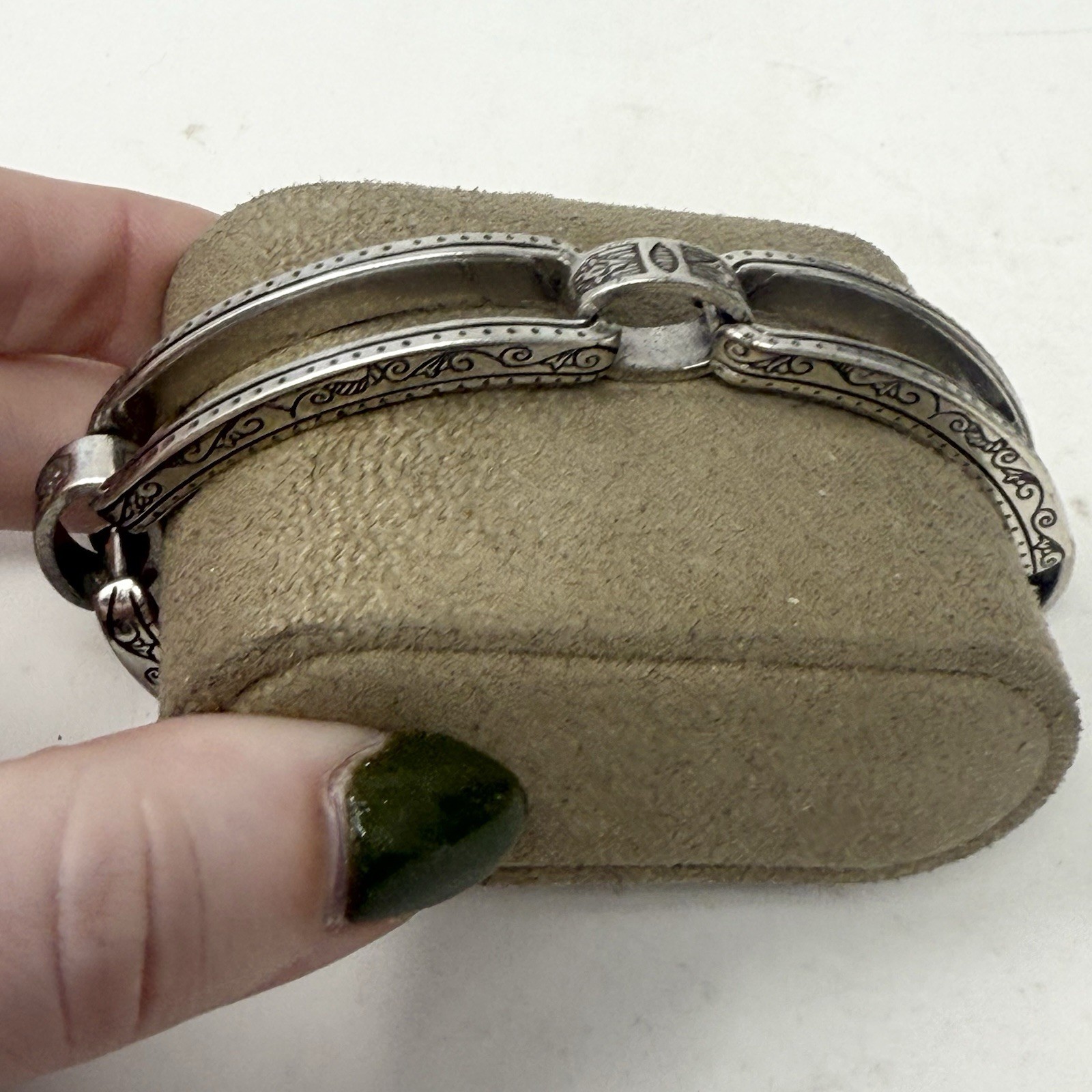 BRIGHTON Open Scrolled Rectangle Silver Tone Link… - image 2