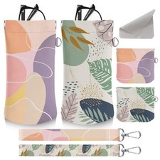 LAOTANGJIA Eyeglass Glasses cases Bag Medium, Minimalist Lines and Leaf