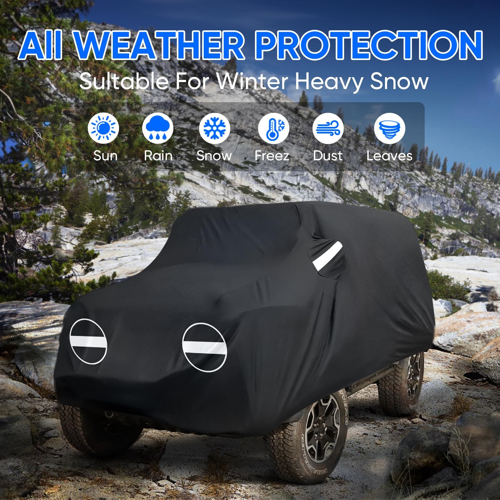 NEVERLAND Car Cover for Jeep Wrangler 4-Door, Waterproof, All-Weather, UV Protec thumbnail 6