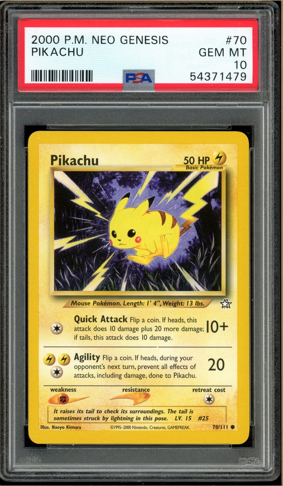 Pokémon - Pikachu Neo Genesis #70 PSA 10