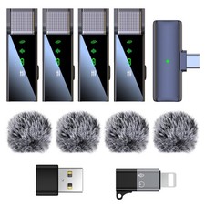 4 Wireless Lavalier Microphone for iPhone Android Phone PC, Pro Lapel Mic Sys...