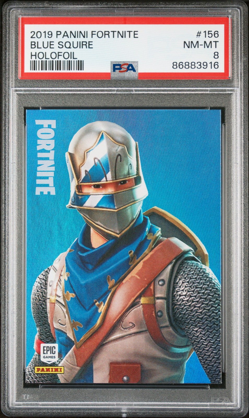 2019 Panini Fortnite Blue Squire Holofoil #156 PSA 8