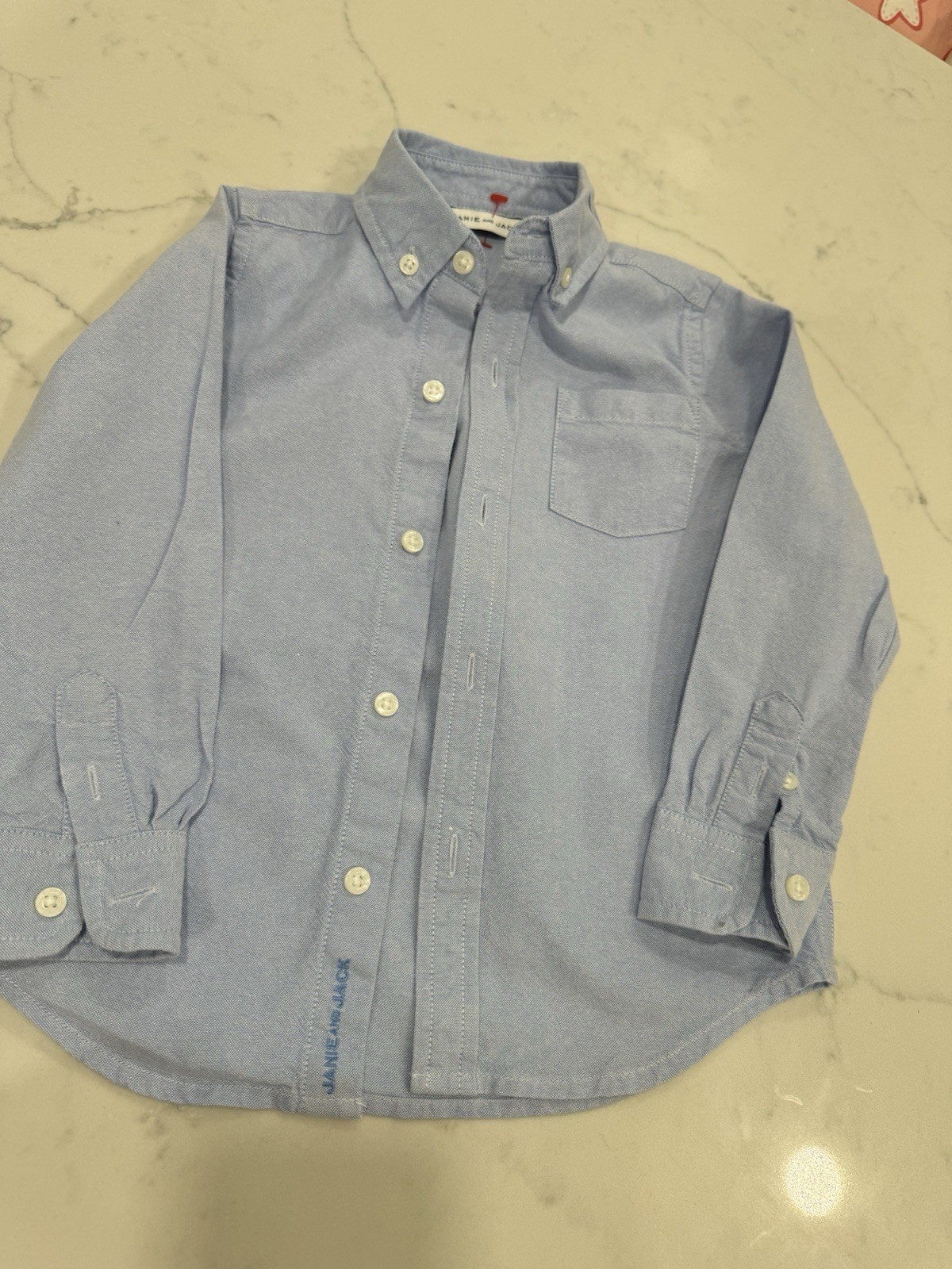 New Janie and Jack Oxford Shirt Long Sleeve Button Down Preppy Blue, Boys 4