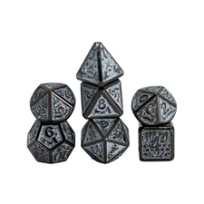 Seven Seas Pirates Metal Antique Silver and White Web Dice Set with Hexagon Box