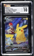 Pikachu V TG16/TG30 Trainer Gallery Holo Lost Origin Pokemon CGC 10 Gem Mint