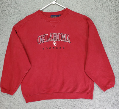 Vintage 90s Oklahoma Sooners Crewneck Sweatshirt Mens L Red Embroidered NCC