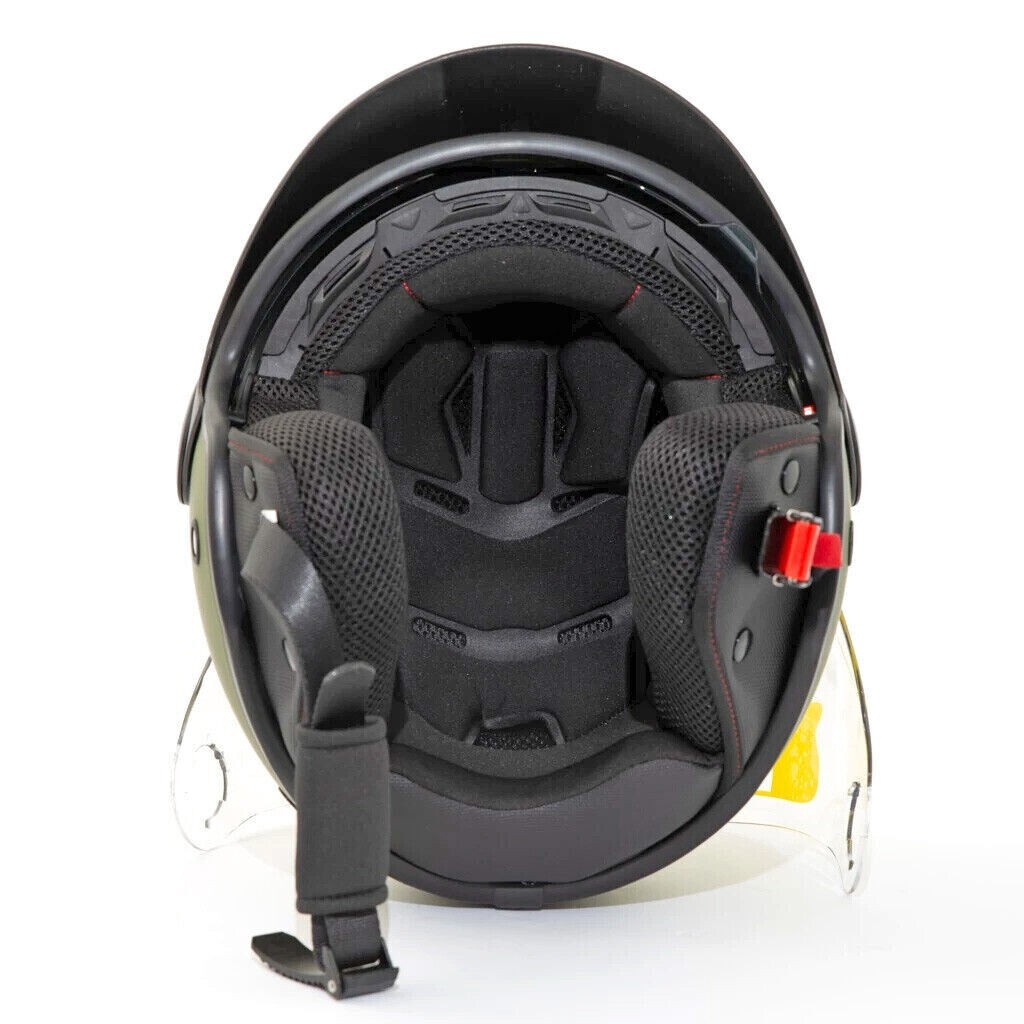 Casque Exklusiv Smart 2 noir brillant, demi jet scooter double visière