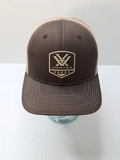 Vortex Optics Trucker Hat Snapback Cap Mesh Back Brown Beige Hunting Shooting 