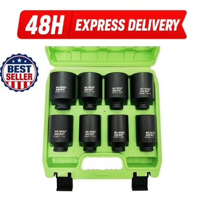 SUNHZ MCKP 1/2'' Drive Deep Impact Socket Set, 8-Piece SAE