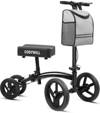 Steerable Knee Scooter All Terrain Foldable Walker Crutch Alternative Black