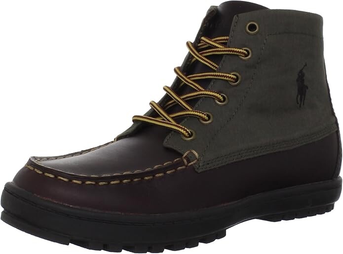 POLO Ralph Lauren Leather / Canvas Military Olive Chocolate LORENZO MID Sz 6 Amazon.com | POLO RALPH LAUREN Men Ranger Mid Boot Canopy  main image 3